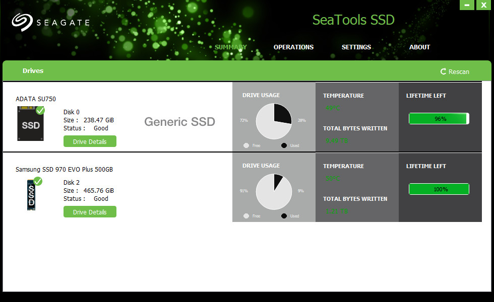 Seagate SeaTools SSD GUI Drivers v.4.0.48, v.3.1.989 скачать на Windows