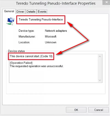 Microsoft Teredo Tunneling Pseudo Interface v.6.2.9200.16384, v.6.1.7600.16385 скачать на Windows